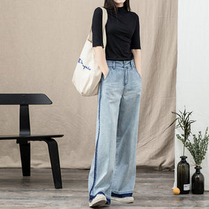 Quần baggy denim viền thô ống rộng - NU8236