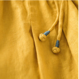 Quần baggy linen lưng thun dây rút hai túi chéo - NU6729