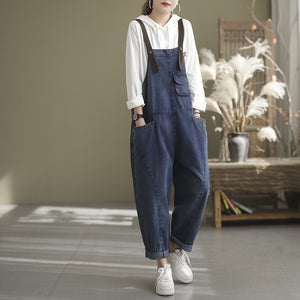 Quần baggy yếm denim một túi nhỏ - NU6934