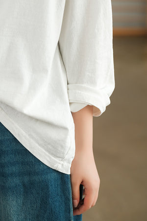 Áo T-shirt dài tay cổ tròn thêu ngôi nhà nhỏ - NU7961
