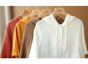 Áo khoác cardigan ngắn tay có mũ có dây rút - NU6983