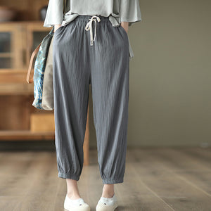 Quần baggy linen lưng thun dây rút hai túi chéo - NU7026
