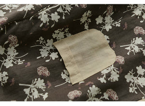 Áo sơ mi linen ngắn tay cổ pipi in hoa lá một túi nhỏ - NU7545