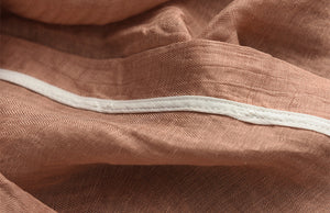 Áo sơ mi linen tay lửng cổ tròn bo viền khuy đôi - NU7408