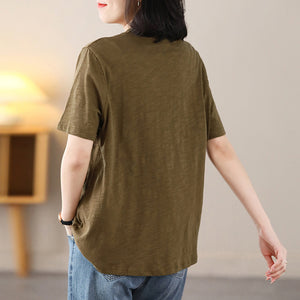 Áo T-shirt ngắn tay cổ V đơn sắc - NU8606