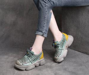 Giày da retro Sneaker đục lỗ để bằng - OD0641