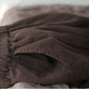 Quần baggy linen lưng thun một màu hai túi chéo - NU6929