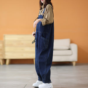 Quần baggy yếm denim gấu bo túi chéo - NU8225