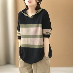 Áo len hoodies dài tay kẻ sọc ngang - NU7879