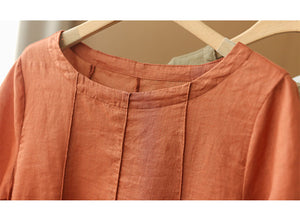 Áo T-shirt linen ngắn tay cổ tròn kiểu xòe - NU8524