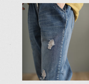 Quần baggy denim thêu hoa bồ công anh - NU3794 - kamaka.vn - thời trang nhật