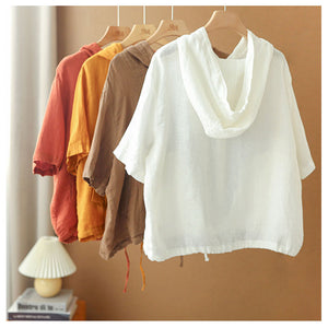 Áo khoác cardigan ngắn tay có mũ có dây rút - NU6983