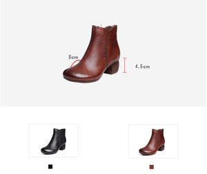 Giày da retro may tay khóa kéo đế cao - OD0952
