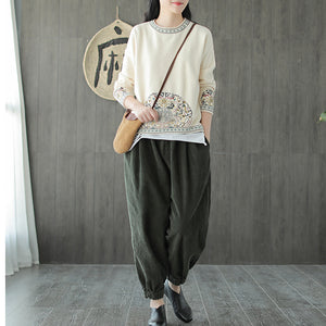 Áo T-shirt len jacquard dài tay cổ tròn - NU7775