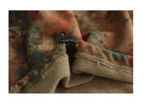 Áo hoodies in hoa văn retro ziczac dây rút - NU8091