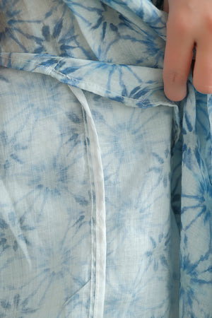 Đầm liền linen hai dây cổ V in hoa lá - NU7071