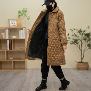 Áo khoác form dài retro chần trám lót lông nhung - NU8133