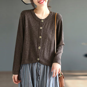 Áo khoác len cardigan dệt kim dài tay cổ tròn - NU7672