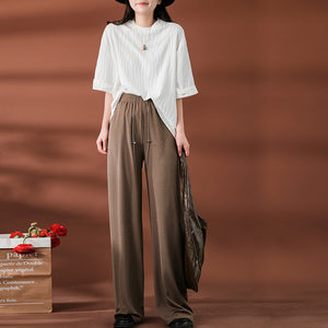 Áo T-shirt ngắn tay cổ tròn kiểu vặn thừng form rộng - NU8392