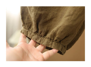 Quần baggy linen lưng thun dây rút kiểu túi hộp - NU7525