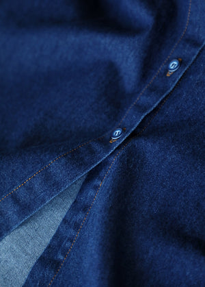 Áo sơ mi denim dài tay cổ đức form dài ba túi kiểu - NU8146