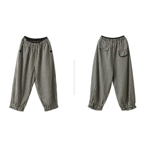 Quần baggy linen lưng thun caro túi khuy bấm - NU8410