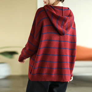 Áo hoodies len cashmere dài tay kẻ sọc - NU8050