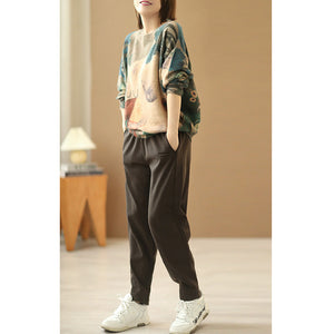 Áo len cashmere dài tay vẽ cô gái và chú cún - NU6170