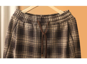 Quần baggy retro lưng thun kẻ caro ống côn - NU8049
