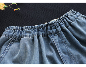 Quần baggy denim retro thêu X đối xứng - NU8206