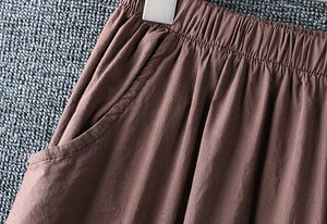Quần baggy lưng thun ống rộng thêu hoa lá - NU7006