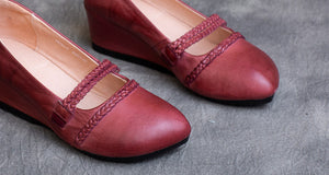 Giày da retro đế cao quai bện - NU5678