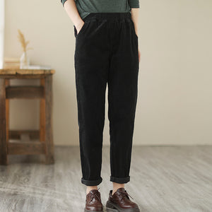 Quần baggy nhung tăm lưng thun hai túi chéo - NU8166