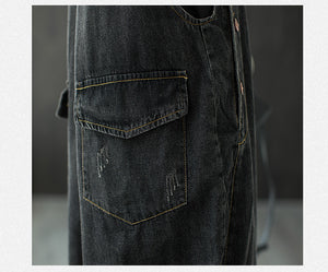 Quần baggy yếm denim retro túi kiểu sờn - NU6618