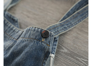 Quần baggy yếm denim in chú gấu và trái tim - NU7711