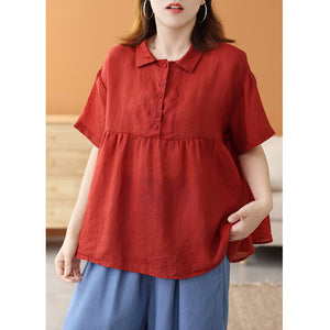 Áo sơ mi linen ngắn tay cổ pipi bốn khuy - NU7521