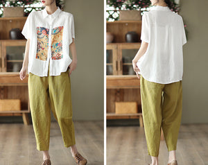 Quần baggy linen lưng thun ba túi kiểu - NU7250