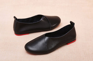 Giày da retro Morigirl đế bệt mũi tròn - NU4815