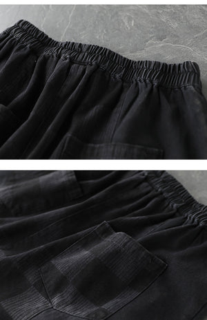 Quần sooc denim lưng thun hai túi chéo kiểu sờn - NU6826
