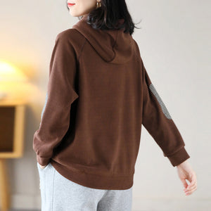 Áo hoodies dài tay kiểu chắp vá vải caro - NU8170