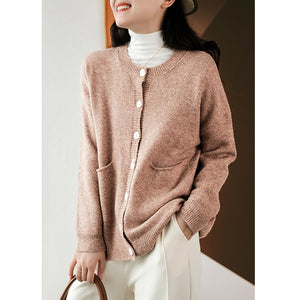 Áo khoác len cardigan dài tay cổ tròn hai túi vuông - NU7836