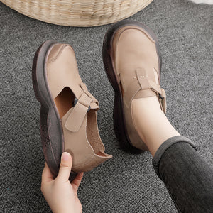 Giày da retro Sneaker để bằng quai dán - OD0655