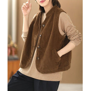Áo khoác gile nhung sát nách cổ đứng - NU7698
