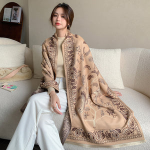 Khăn quàng cashmere hoa văn thiên nhiên - NU7800