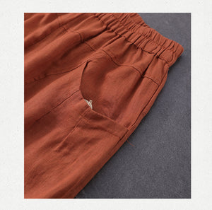 Quần baggy linen lưng thun hai túi tròn - NU7436