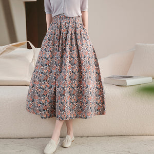 Chân váy lưng thun xếp ly in hoa liti - NU8647
