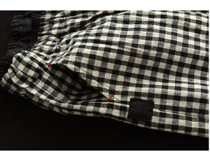 Quần baggy linen lưng thun caro túi khuy bấm - NU8410