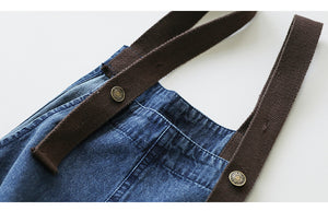Quần baggy yếm denim một túi nhỏ - NU6934