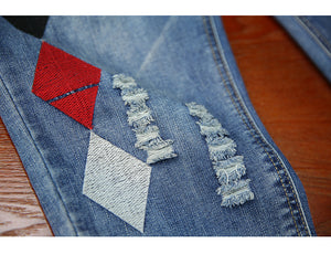 Quần baggy denim thêu hình quả trám - NU2450 - kamaka.vn - thời trang nhật
