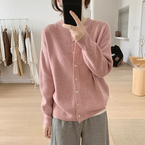 Áo khoác cardigan len dệt kim dài tay cổ tròn - NU7818